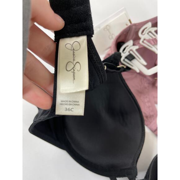 Jessica Simpson Plunge Bra with Flirty Front Lace Detail 2 pack Size 36C NEW - Picture 12 of 13